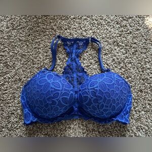 Victoria’s Secret PINK 34D bra blue lace racer back bra